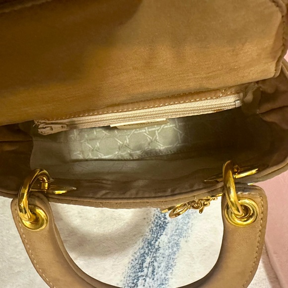 Authentic Mini Lady Dior in Nylon Beige double top handles with Strap - Picture 6 of 11